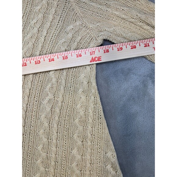 Lauren Ralph Lauren 100% Linen Cable Knit Sweater Cream Medium - Picture 6 of 7